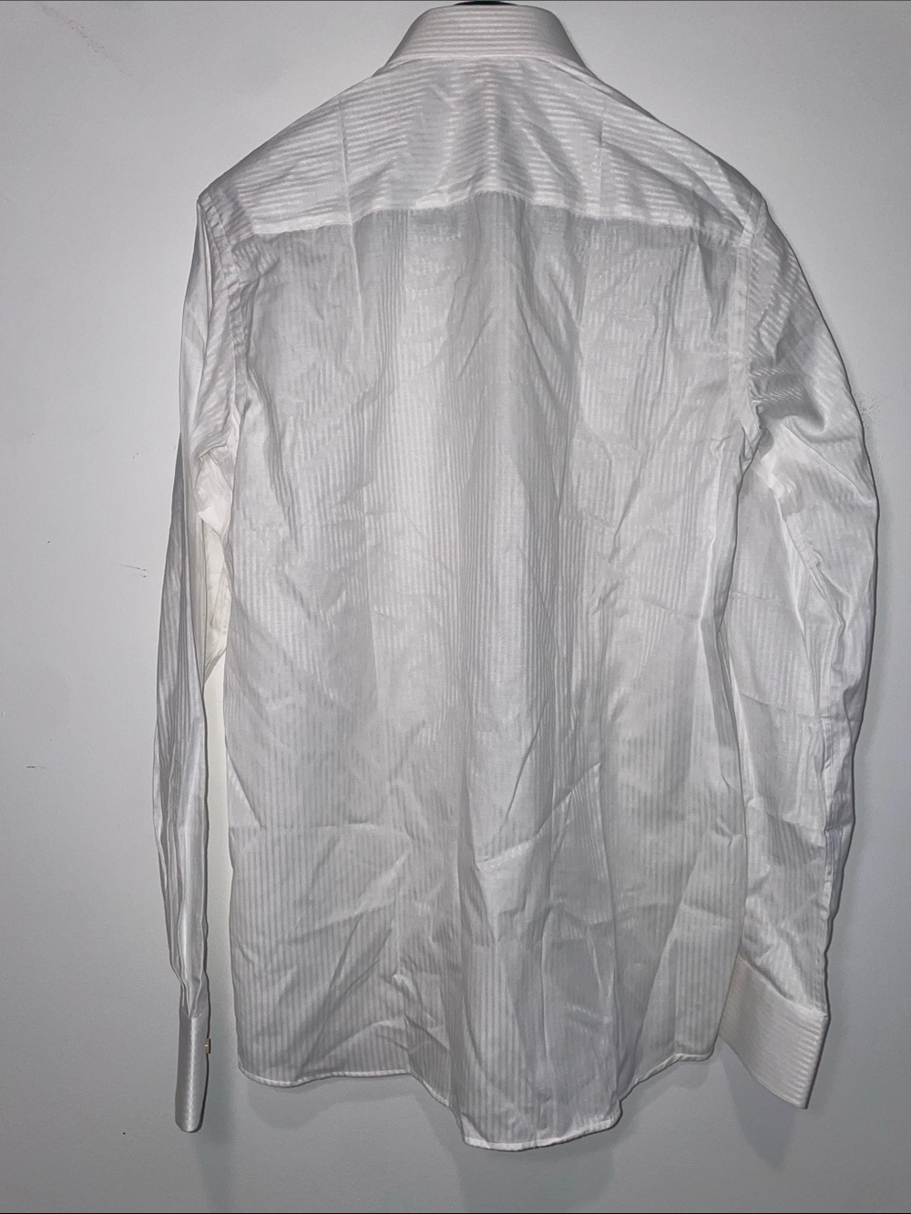 NWT - MONZA CARLO COUTURE White Vertical-Stripe Dress Shirt 14 1/2 - Picture 2 of 3